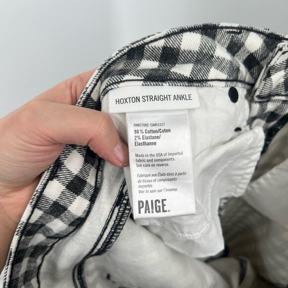Paige Hoxton Straight Ankle Jeans Split Hem City Gingham - Picture 8 of 9